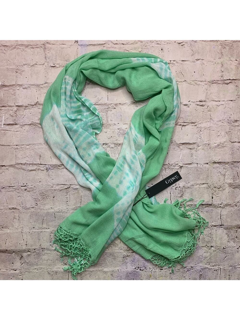 Gypsy05 Hand Tie-Dye Scarf in Green